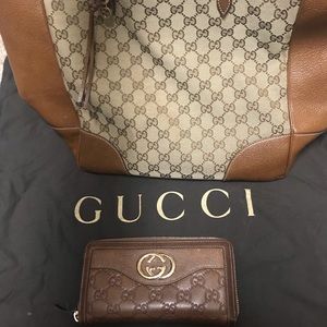 Authentic Gucci tote with matching wallet